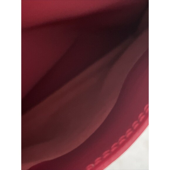 VGUC Lancel Authentic Red Nylon & Leather Bag Zip Top Shoulder Handbag Tote - Picture 11 of 15